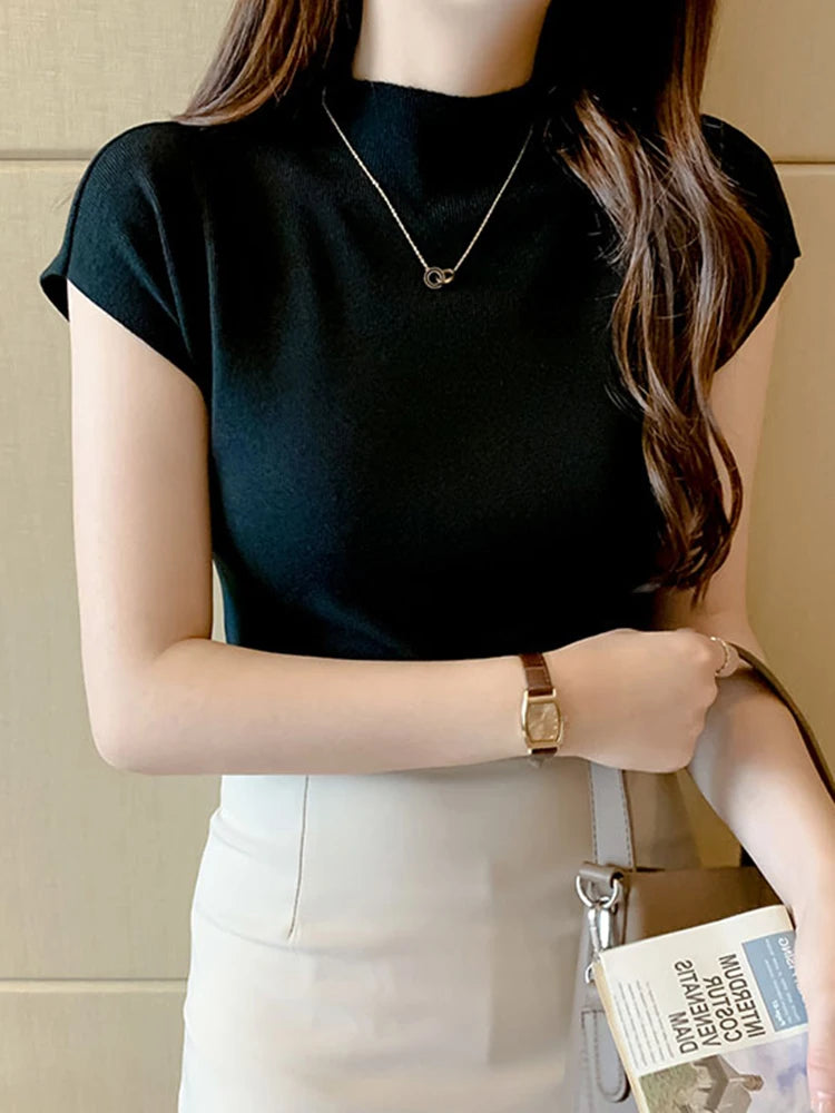 "Summer Sexy Turtleneck Sleeveless Top for Female Casual Streetwear"