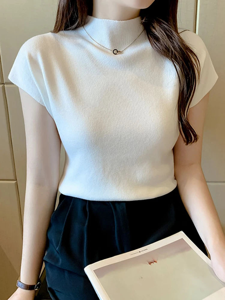 "Summer Sexy Turtleneck Sleeveless Top for Female Casual Streetwear"