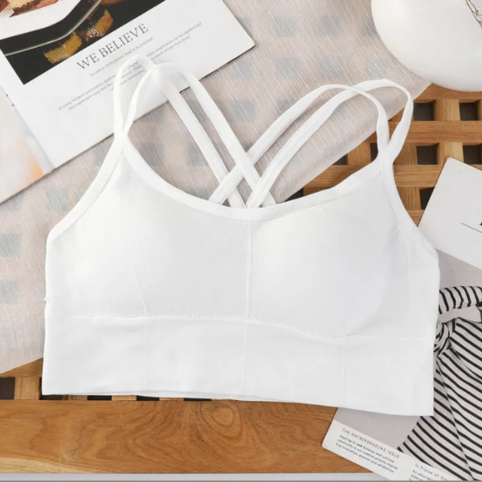 "Sexy Women Tops Back Cross Strap Sports Bra"